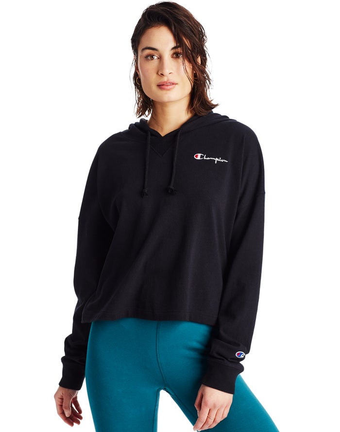 Sudadera Con Capucha Champion Mujer - Summer Sweats Oversized Embroidered Logo ( Negras ) 7368201-LM